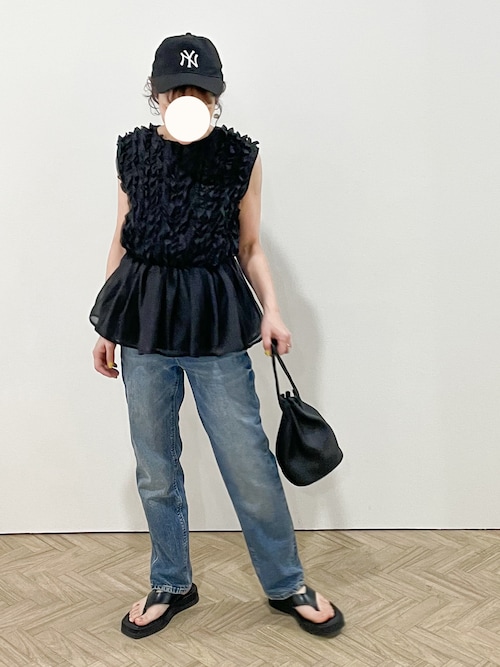 シフォンフリルペプラムトップス