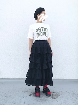 「みんなの白Tフェス」｜「アイテム（スカート）」を使った、le_yumeさん（レディース・153cm）の夏コーディネート