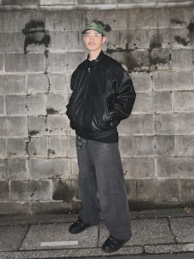 「BEAMS（ビームス）のアイテム（ブルゾン）」を使った、シュンさん（メンズ・173cm）の冬コーディネート