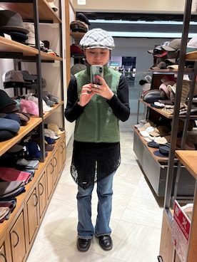 「アイテム（ハンチング/ベレー帽）」を使った、はなさん（レディース・151cm）の秋コーディネート