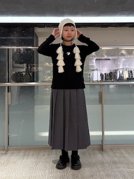 「アイテム（ニットキャップ/ビーニー）」を使った、はなさん（レディース・151cm）の秋コーディネート