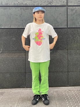「KANGOL（カンゴール）のアイテム（ハンチング/ベレー帽）」を使った、はなさん（レディース・151cm）の夏コーディネート