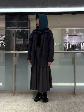 「アイテム（ハット、ブルー系）」を使った、はなさん（レディース・151cm）の秋コーディネート