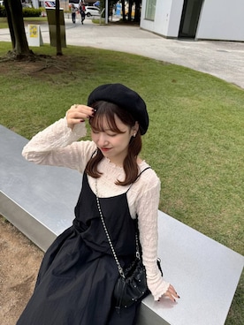「アイテム（ハンチング/ベレー帽）」を使った、のあさん（レディース・150cm）の秋コーディネート