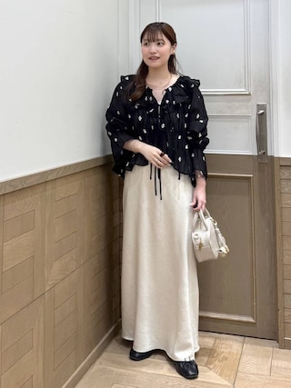 「LOWRYS FARM(ローリーズファーム)のステンレスフープチョーカー 127295(チョーカー)」を使った、のあさん(レディース・150cm)の春コーディネート