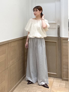 「LOWRYS FARM（ローリーズファーム）のステンレスフープチョーカー 127295（チョーカー、ゴールド系）」を使った、のあさん（レディース・150cm）の春コーディネート