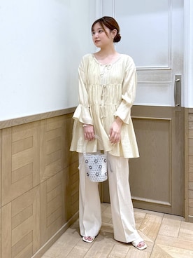 「アイテム（スラックス）」を使った、のあさん（レディース・150cm）の春コーディネート