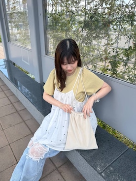 「LOWRYS FARM（ローリーズファーム）のレースデニム　601055（デニムパンツ、ブルー系）」を使った、のあさん（レディース・150cm）の秋コーディネート