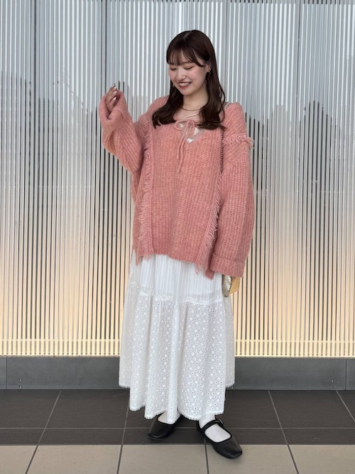 ニット セーター ２ＷＡＹフリンジメランジＬＳ　116690 レディース LOWRYS FARM（ローリーズファーム）の「2WAYフリンジ