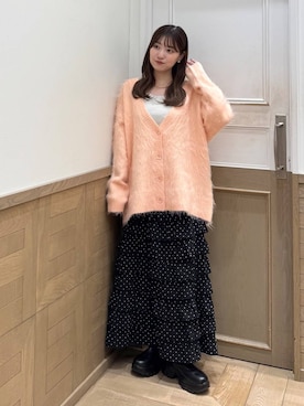 「アイテム（カーディガン/ボレロ、ピンク系）」を使った、のあさん（レディース・150cm）の秋コーディネート