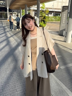 「LOWRYS FARM（ローリーズファーム）のステンレスフープチョーカー 127295（チョーカー、ゴールド系）」を使った、のあさん（レディース・150cm）の春コーディネート