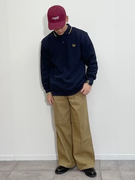「FRED PERRY（フレッドペリー）のアイテム（ポロシャツ）」を使った、JEANS FACTORYさん（メンズ・169cm）の秋コーディネート