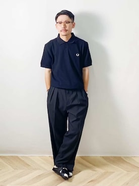 「FRED PERRY（フレッドペリー）のアイテム（ポロシャツ）」を使った、JEANS FACTORYさん（メンズ・175cm）の夏コーディネート