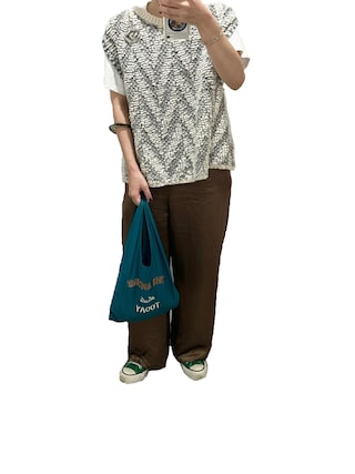 6（ロク）の「＜6(ROKU)＞JACQUARD KNIT NO SLEEVE PULLOVER