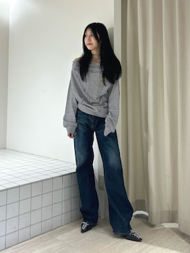 「jouetie（ジュエティ）のレースアップポインテッドパンプス（パンプス、ブラック系）」を使った、HIKARUさん（レディース・163cm）の秋コーディネート