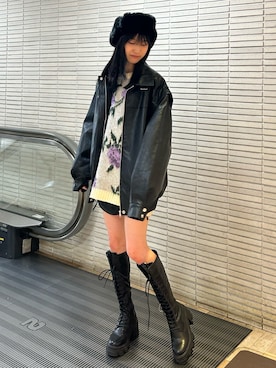 「jouetie（ジュエティ）のアイテム（ブルゾン）」を使った、HIKARUさん（レディース・163cm）の秋コーディネート