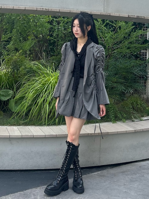 jouetie ストレッチレースアップロングブーツ 厚底 ブラック Lサイズ