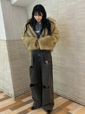 「jouetie（ジュエティ）のアイテム（その他アウター）」を使った、HIKARUさん（レディース・163cm）の冬コーディネート