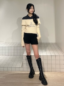 ローズモチーフニットショーパン【セットアップ対応】｜ジュエティ