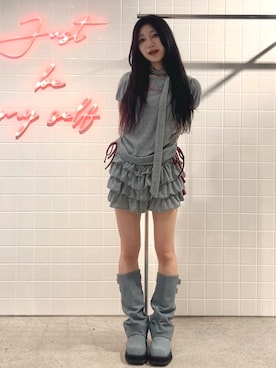 「アイテム（ブーツ、ブルー系）」を使った、HIKARUさん（レディース・163cm）の夏コーディネート