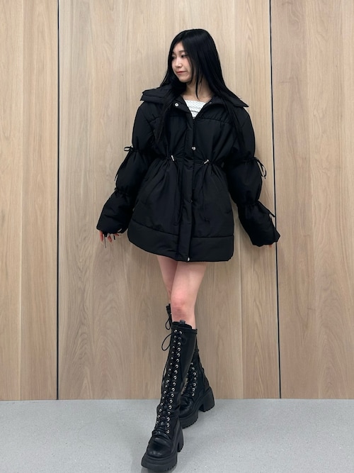 セール】ウエストマークミドルパッファーコート リボン（ダウン