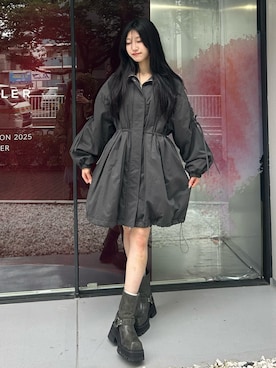「グレー」｜「アイテム（その他アウター）」を使った、HIKARUさん（レディース・163cm）の夏コーディネート