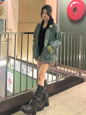 「アイテム（デニムジャケット）」を使った、HIKARUさん（レディース・163cm）の夏コーディネート