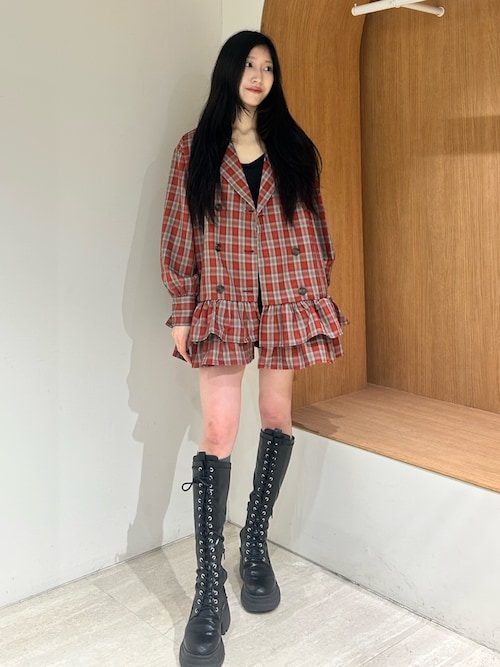 ストレッチレースアップロングブーツ 厚底 靴 冬服（ブーツ）｜jouetie