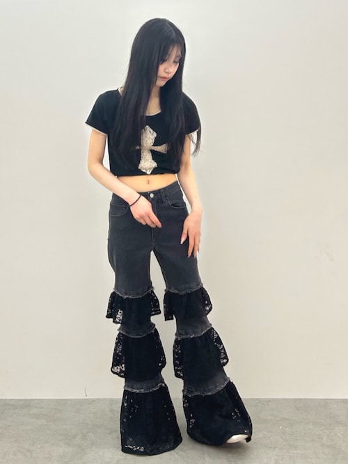 jouetie レースフリル フレアパンツ