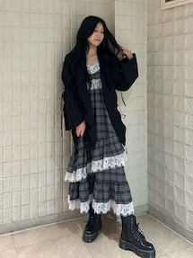 ギャザーリボンジャケットミニワンピース【セットアップ対応