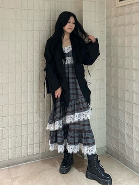 「jouetie（ジュエティ）のギャザーリボンジャケットミニワンピース【セットアップ対応】（テーラードジャケット）」を使った、HIKARUさん（レディース・163cm）の秋コーディネート