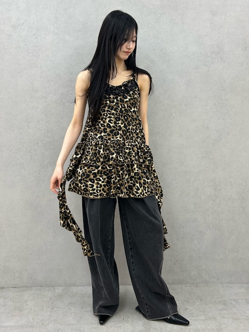 ドレープフリルカットミニワンピース 迷彩 カモフラ レオパード