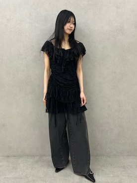 「jouetie（ジュエティ）のアイテム（デニムパンツ）」を使った、HIKARUさん（レディース・163cm）の夏コーディネート