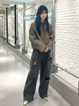 「jouetie（ジュエティ）のアイテム（ブルゾン）」を使った、HIKARUさん（レディース・163cm）の冬コーディネート