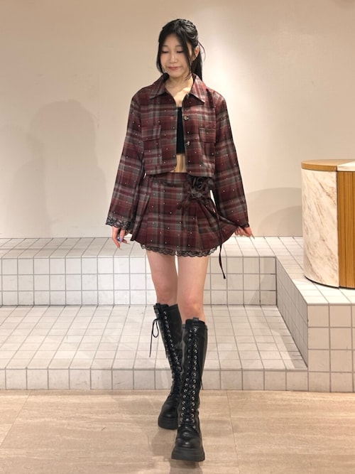 joutie ストレッチレースアップロングブーツ 厚底 セール】ストレッチレースアップロングブーツ 厚底 靴 冬服（ブーツ