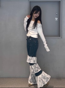 レースフリルフレアデニム｜ジュエティ（jouetie）アウトレット公式