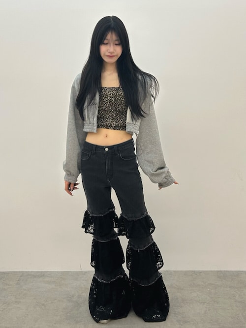 jouetie レースフリルフレアデニムパンツ jouetie ジーンズ デニム デニムパンツ レースフリルフレア