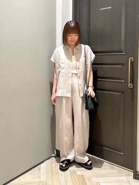 「NANO universe（ナノユニバース）のアイテム（シャツ/ブラウス）」を使った、いけいさん（レディース・152cm）の夏コーディネート