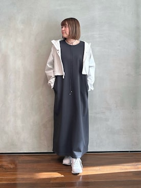 「NEW BALANCE（ニューバランス）のアイテム（ブルゾン、グレー系）」を使った、いけいさん（レディース・152cm）の夏コーディネート