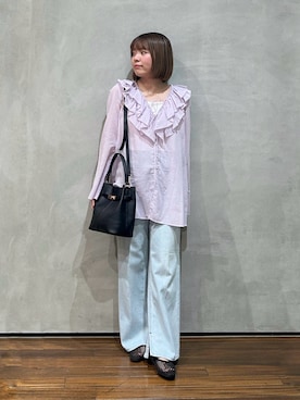 「NANO universe（ナノユニバース）のアイテム（シャツ/ブラウス）」を使った、いけいさん（レディース・152cm）の夏コーディネート
