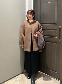 PECOLAMBウールカシミヤノーカラーミドル丈コートを使った人気