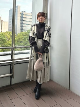 「アイテム（ストール/ショール、その他）」を使った、いけいさん（レディース・152cm）の秋コーディネート