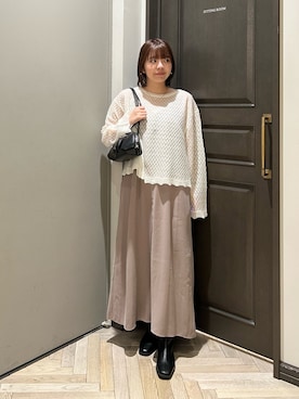「NANO universe（ナノユニバース）のフィブリルピーチキャミワンピース（ワンピース、ブラウン系）」を使った、いけいさん（レディース・152cm）の秋コーディネート