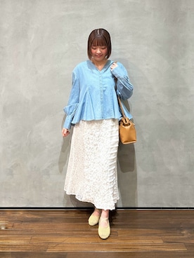 「NANO universe（ナノユニバース）のアイテム（シャツ/ブラウス）」を使った、いけいさん（レディース・152cm）の夏コーディネート