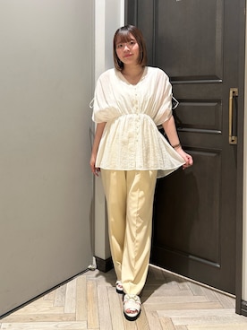 「NANO universe（ナノユニバース）のアイテム（シャツ/ブラウス）」を使った、いけいさん（レディース・152cm）の夏コーディネート