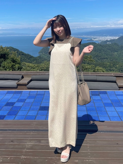 セール】ドットプリントサテンキャミワンピース（ワンピース