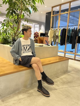 「Saturdays NYC（サタデーズ ニューヨークシティ ）のアイテム（その他シューズ）」を使った、さとりさん（メンズ・170cm）の夏コーディネート