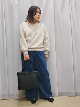 「DRESKIP（ドレスキップ）の【S-LL】なめらかタッチ もちさら抜け襟トップス（Tシャツ/カットソー、グレー系）」を使った、kanaさん（レディース・157cm）の春コーディネート