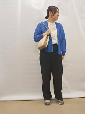 「DRESKIP（ドレスキップ）の【洗える】ひんやりさらっと 大人のシアーカーディガン（カーディガン/ボレロ、ブルー系）」を使った、kanaさん（レディース・157cm）の夏コーディネート