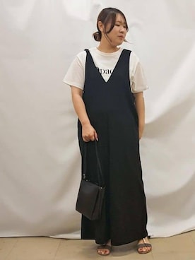 「SHOO・LA・RUE（シューラルー）の【S-LL/ひんやり/UV】選べる6柄でそれぞれ欲しくなる プリントTシャツ（Tシャツ/カットソー、ホワイト系）」を使った、kanaさん（レディース・157cm）の夏コーディネート